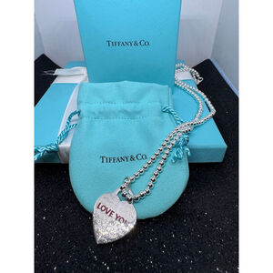 Tiffany & Co. Silver Heart Love You Necklace